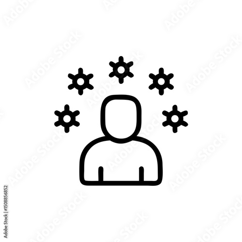 Human silhouette with floating symbols representing stress overload  