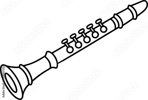 Clarinet outline illustration simple black and white woodwind instrument design