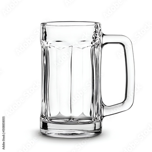 Glass beer mug empty clean clear surface elegant shape drinking concept white bar background minimal