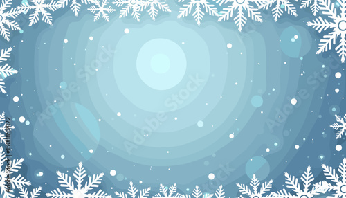 Snowflake winter pattern on a light blue background, with copy space