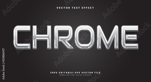 Silver chrome 3d editable text effect template Suitable for modern style
