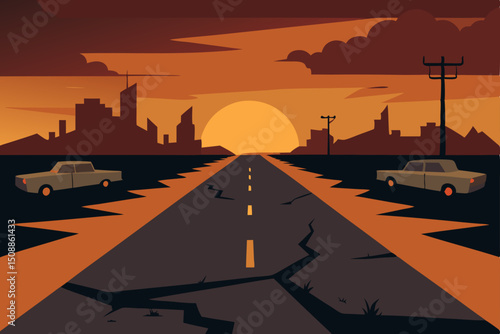 sunset over the city