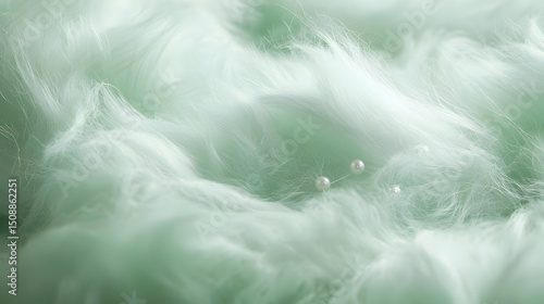 Elegant Abstract Light Green And White Fabric Texture With Pearls