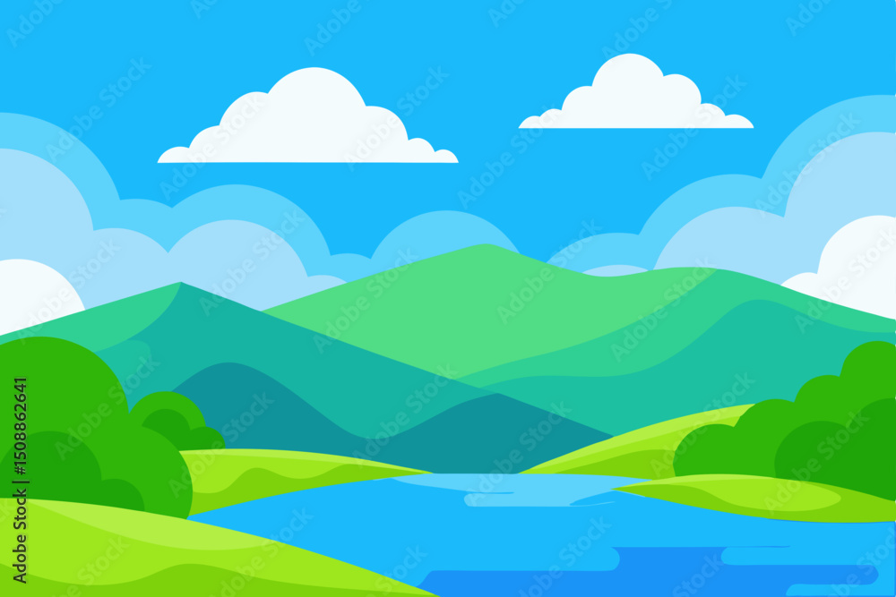 Fototapeta premium landscape with mountains and blue sky
