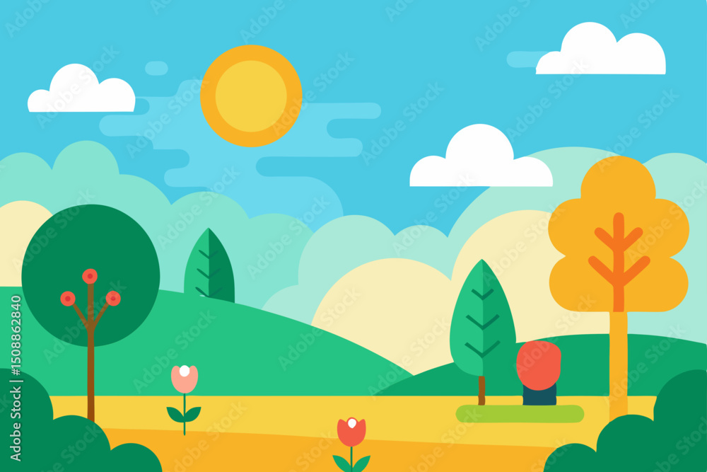 Obraz premium landscape with trees and clouds