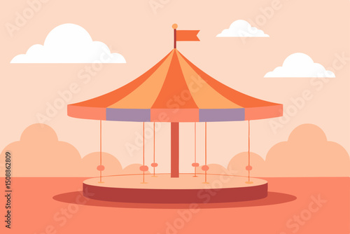 vector illustration of a carousel with horses