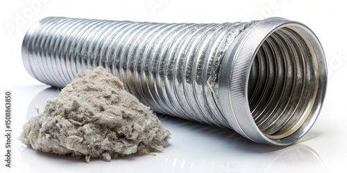Flexible aluminum dryer vent duct filled with lint
