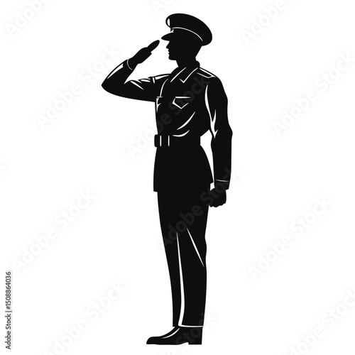 Soldier saluting military officer silhouette