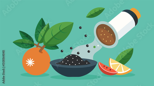 A pinch of sea salt and freshly cracked black pepper are added enhancing the flavors of the dish.. Vector illustration