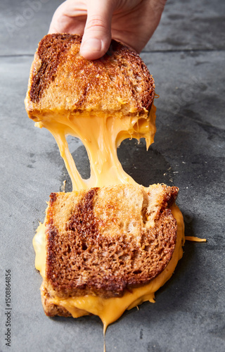 Canvas Print Melty Grilled Cheese Sandwich Pull-Apart