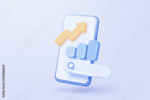 3D seo optimization icon for marketing social media. Interface for research planning web analytics strategy. 3d seo strategy buttons icon vector render illustration