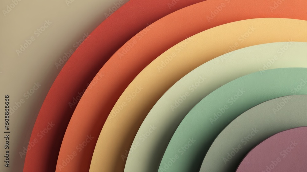 custom made wallpaper toronto digitalSoft Earth Tone Rainbow Layers in Abstract Paper Cut Style for Natural Background Design