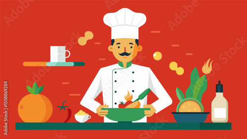 A culinary masterpiece showcasing the chefs skill and creativity in transforming simple ingredients into a mouthwatering plate of Chiles en Nogada.. Vector illustration