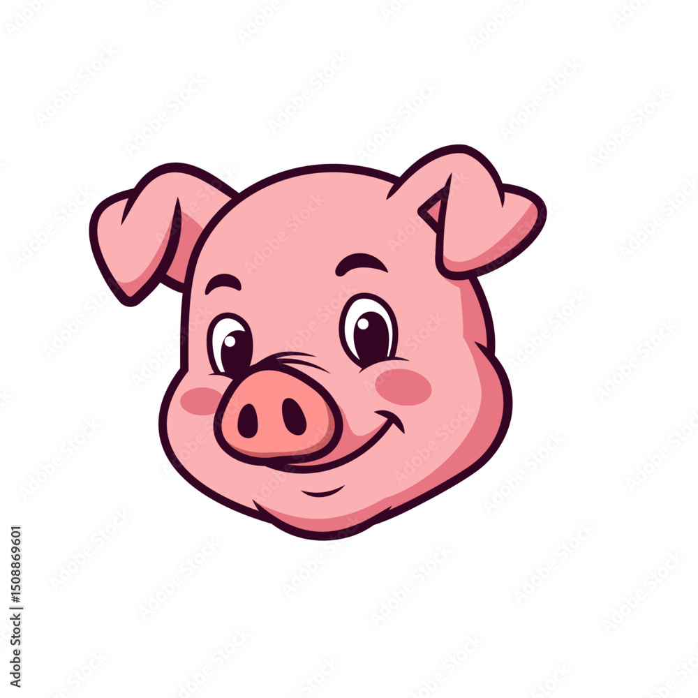Cute Pig Face Cartoon Illustration Cute Pig Face Cartoon Illustration