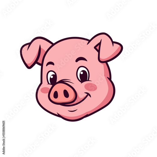Cute Pig Face Cartoon Illustration