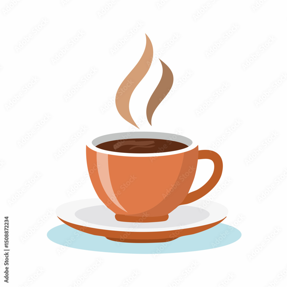 Obraz premium Aromatic Hot Coffee in a Cozy Orange Mug Perfect Morning Beverage