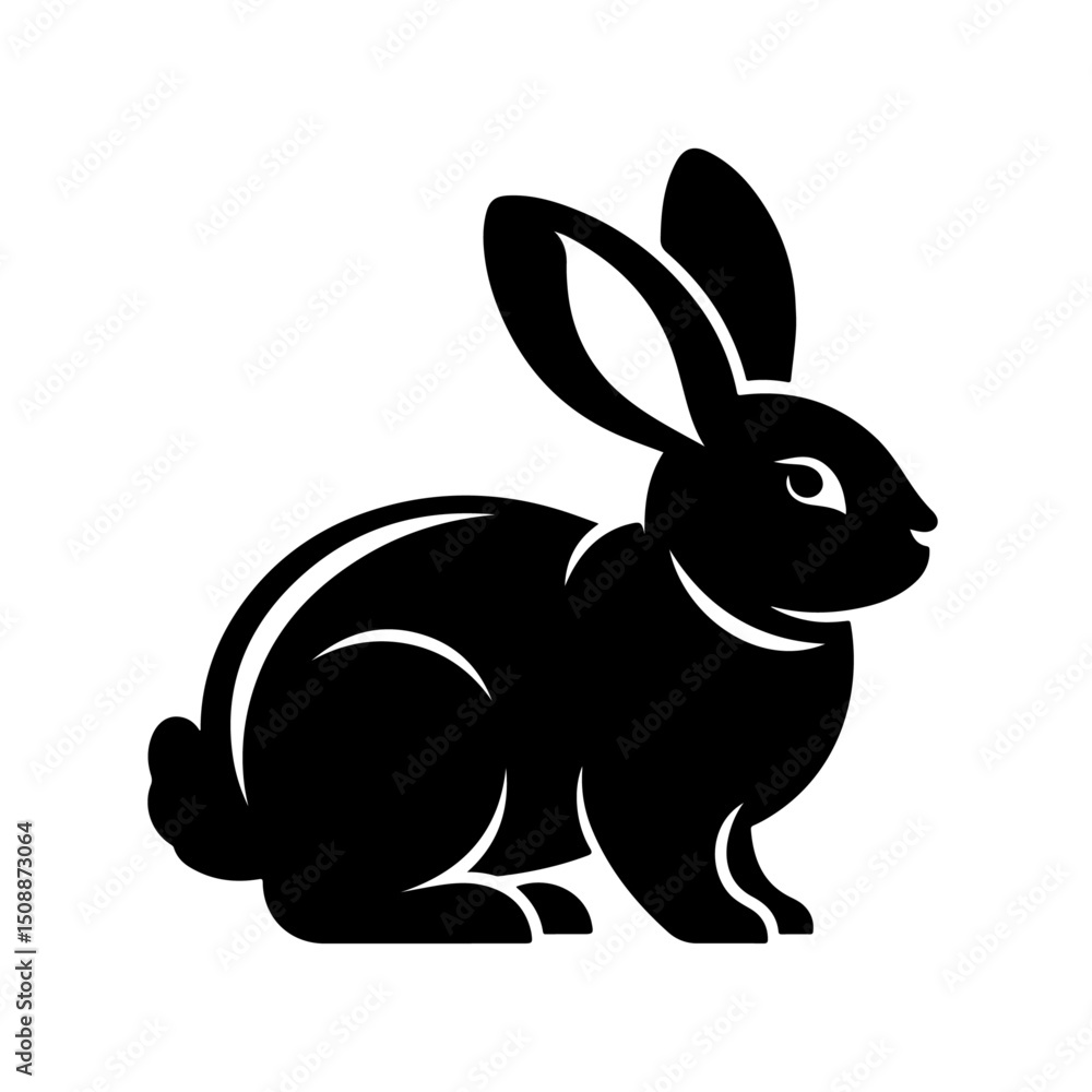 Rabbit Silhouette for Wildlife and Cuteness Design, Jumping Rabbit Rabbit Silhouette for Wildlife and Cuteness Design, Jumping Rabbit