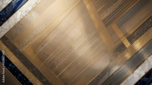 Elegant Abstract Video: Golden Lines, Marble, and Deep Blue Geometric Patterns
