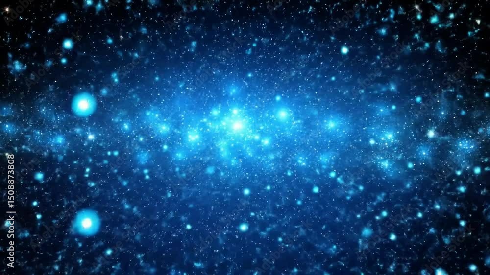 Deep space, vast expanse of glowing blue stars, cosmic dust and light. Concentrated cluster of bright stars within a dark background filled with smaller celestial bodies Deep space, vast expanse of glowing blue stars, cosmic dust and light. Concentrated cluster of bright stars within a dark background filled with smaller celestial bodies