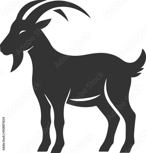 Farm animal vector silhouette of a goat