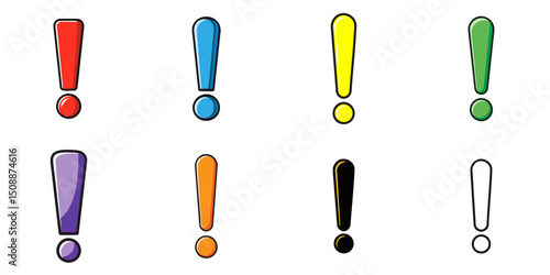 Multiple vector illustrations of exclamation marks, outlines