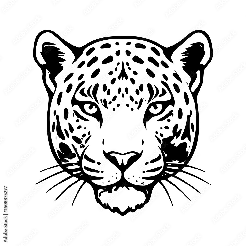 Fototapeta premium Leopard Head silhouettes Illustration