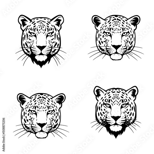 Leopard Head silhouettes Illustration