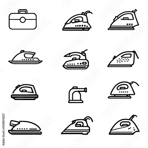 アイロンとスプレーボトルのアイコン｜Iron and Spray Bottle Icons