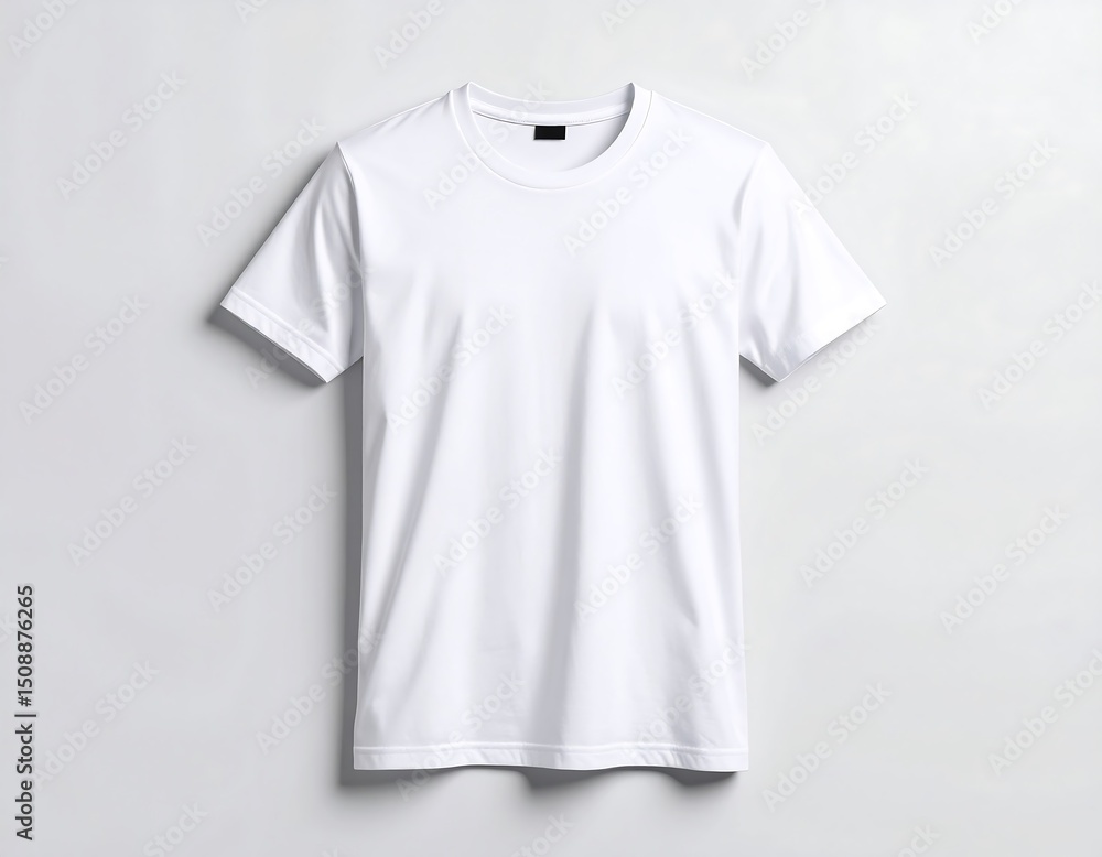 Plain white short-sleeve crew-neck t-shirt on a neutral background Plain white short-sleeve crew-neck t-shirt on a neutral background