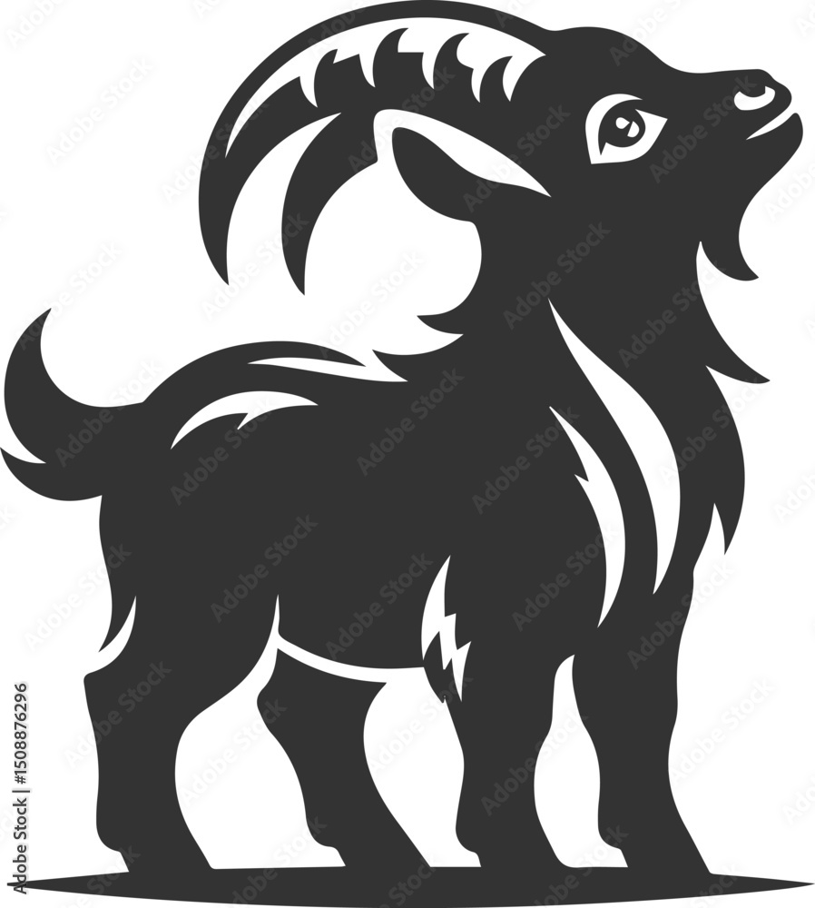 Fototapeta premium Farm animal vector silhouette of a goat