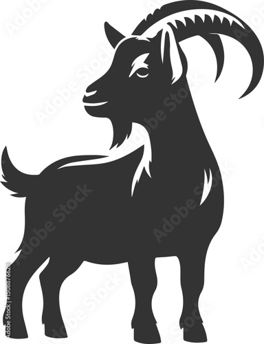 Farm animal vector silhouette of a goat