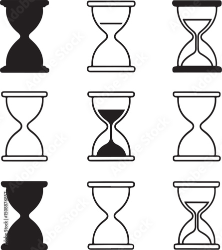 Hourglass Icon Set – Sandglass Timer Vector Collection on Transparent Background