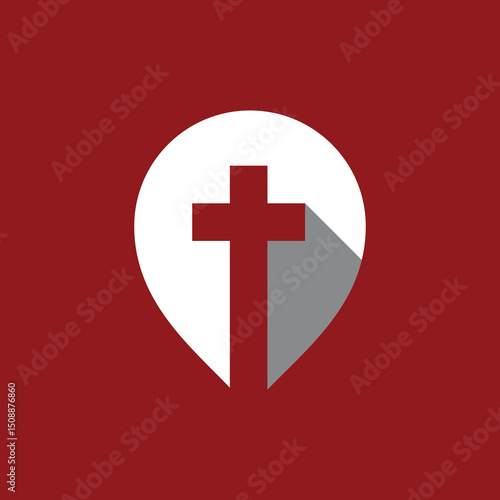 Church Locator Cross Symbol Logo design vector template