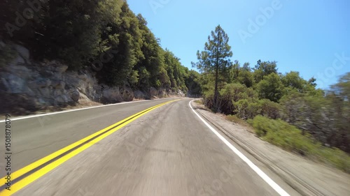 Kings Canyon Scenic Byway West Section 16 Eastbound MultiCam Front View Driving Plate California USA
