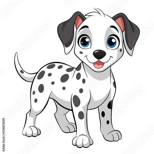 Cartoon Dalmatian Puppy – Black and White Dog Vector Art