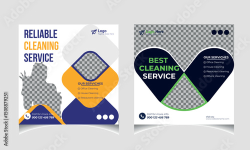 
Cleaning service social media post template design