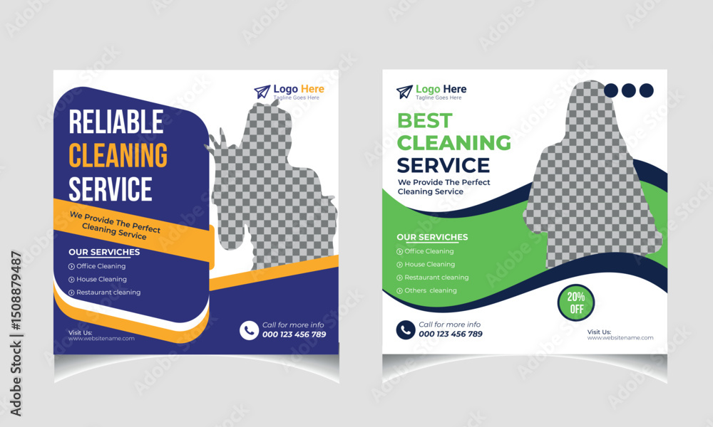 Cleaning service social media post template design
Cleaning service social media post template design