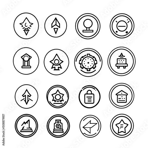 ロケットとエンブレム風アイコン｜Rocket and Emblem Style Icons