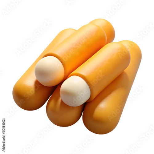 3D Delicious Crunchy Mozzarella Cheese Sticks with Melting Center – Tasty Fried Snack Food Isolated on Black Background.Tasty Fast Food Icon for Menu Design, Kids Graphics, and Food Branding  PNG