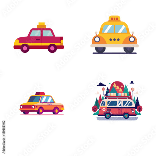 set of taxi cars