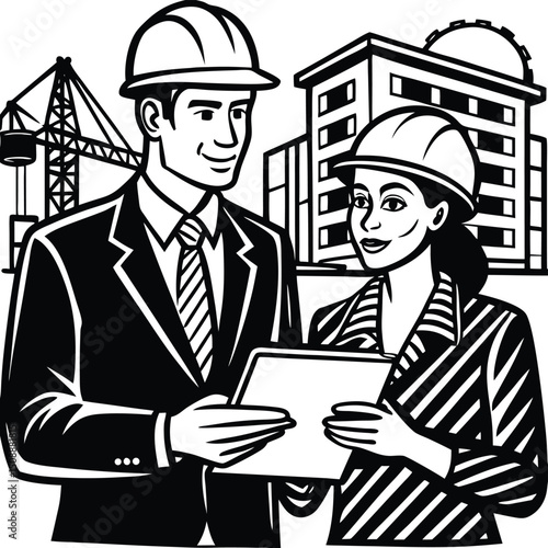 two architects working in office building