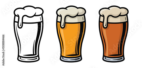 Three Variations of a Beer Glass Illustration