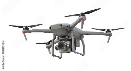 A drone with camera on a white or transparent background. PNG