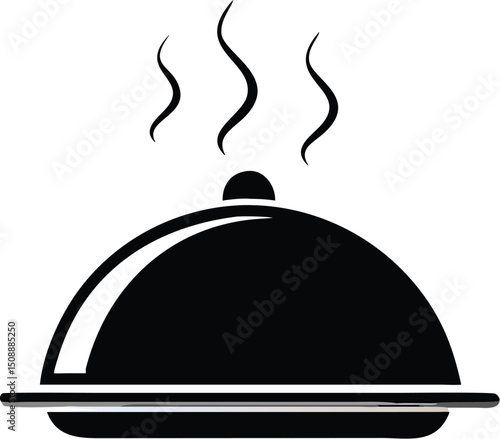 Elegant black tray holds a steaming dish with a transparent background, symbolizing culinary art