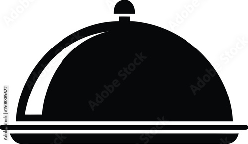 Silhouette of a covered food platter presents a minimalistic and elegant black design on transparent background