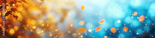 Blurred out fall seasonal abstract nature banner with copy space