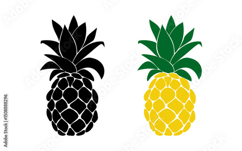 Illustration of pineapple fruit symbol with isolated cartoon style on white background. summer fruits, for a healthy and natural life, Vector illustration.