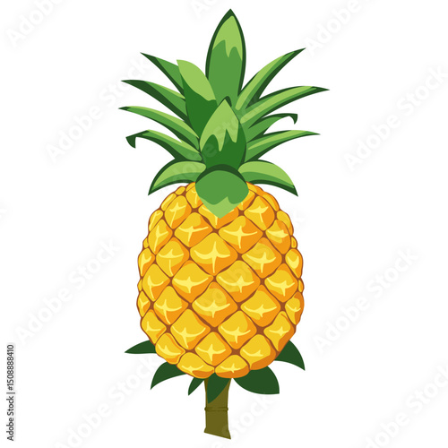 Pineapple. Illustration of pineapple fruit with isolated cartoon style on white background. summer fruits, for a healthy and natural life, Vector illustration.