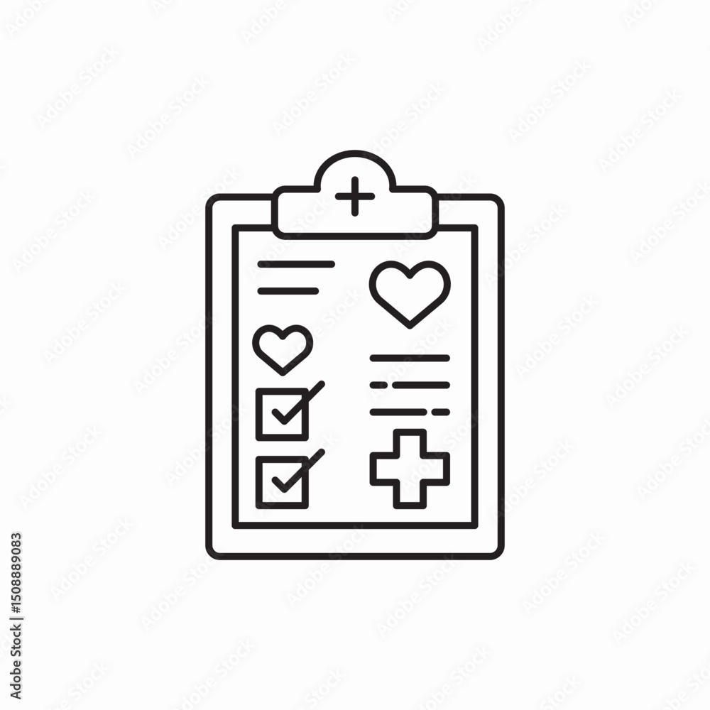 Medical clipboard health record icon vector sign Medical clipboard health record icon vector sign