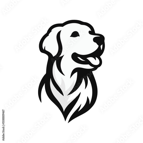 Dog Golden retriever logo icon design vector illustration black white